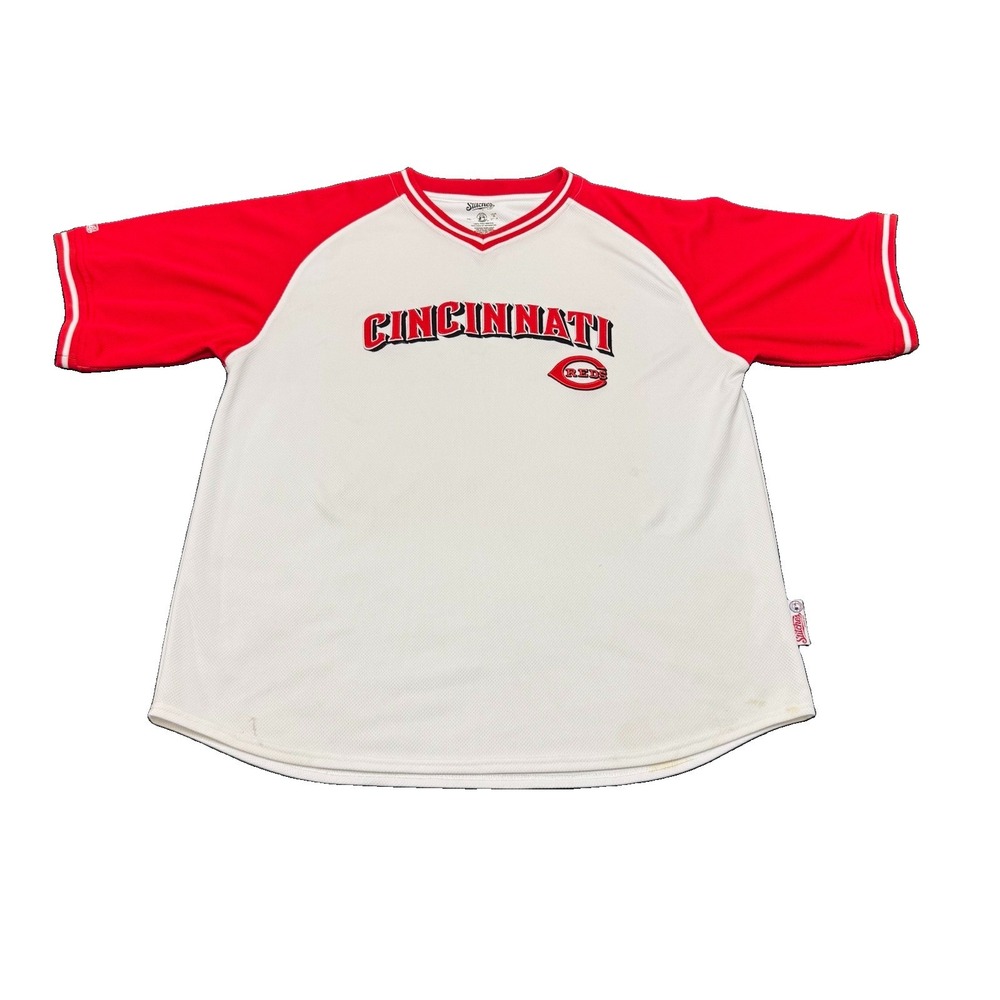 Cincinnati Reds White And Red Baseball Jersey Stitches Brand Size Large Or XL